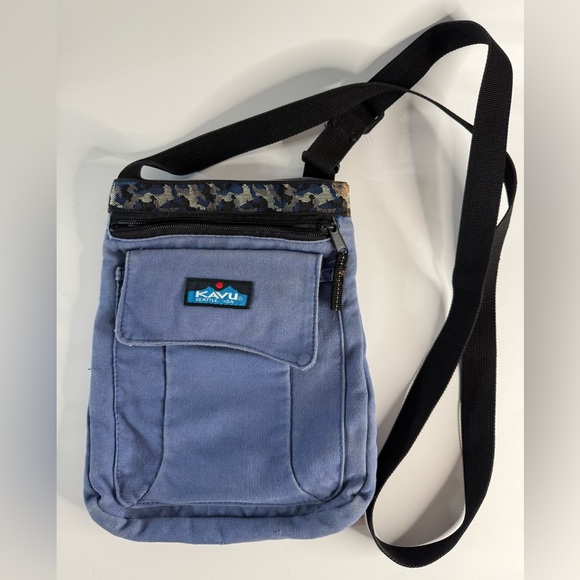 KAVU Slate Blue Bag Adjustable Strap Pattern Trim - Picture 1 of 9